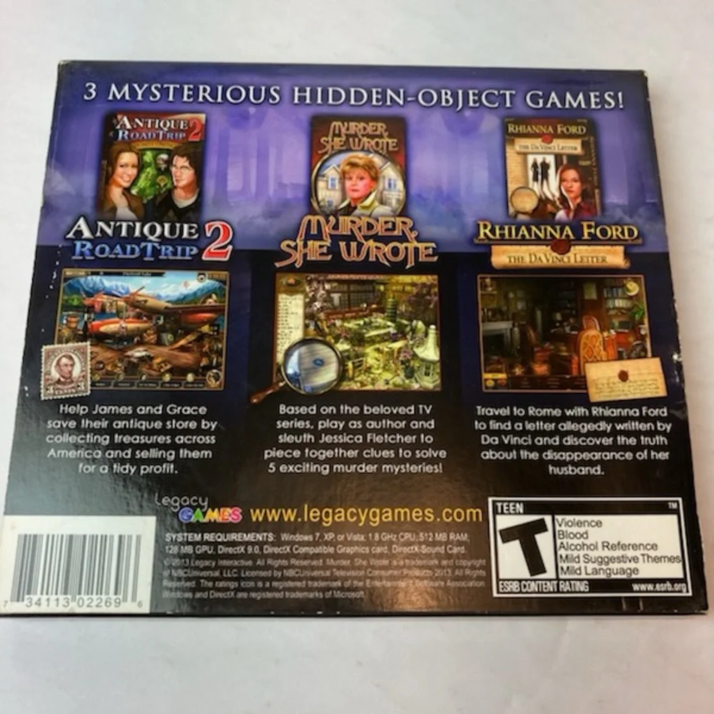 Legacy 2013 Seek And Find Mysteries 2 PC CD-ROM Hidden Objects Game 3 Games In 1